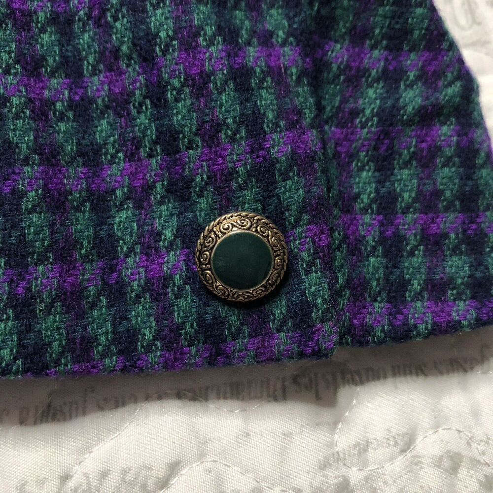 Pendleton Woolen Mills Plaid Green/Purple Checkered Wool Blazer 10 Petite - Picture 8 of 12